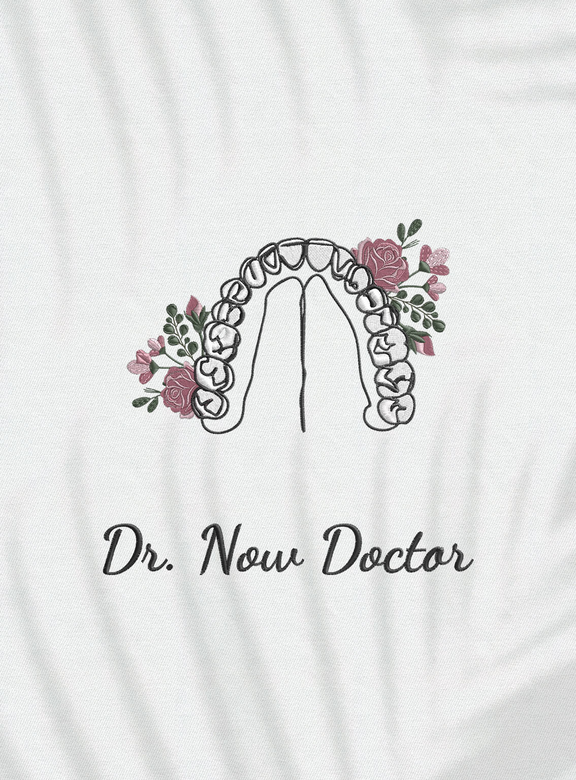 Halat medical brodat - Arcada flowers