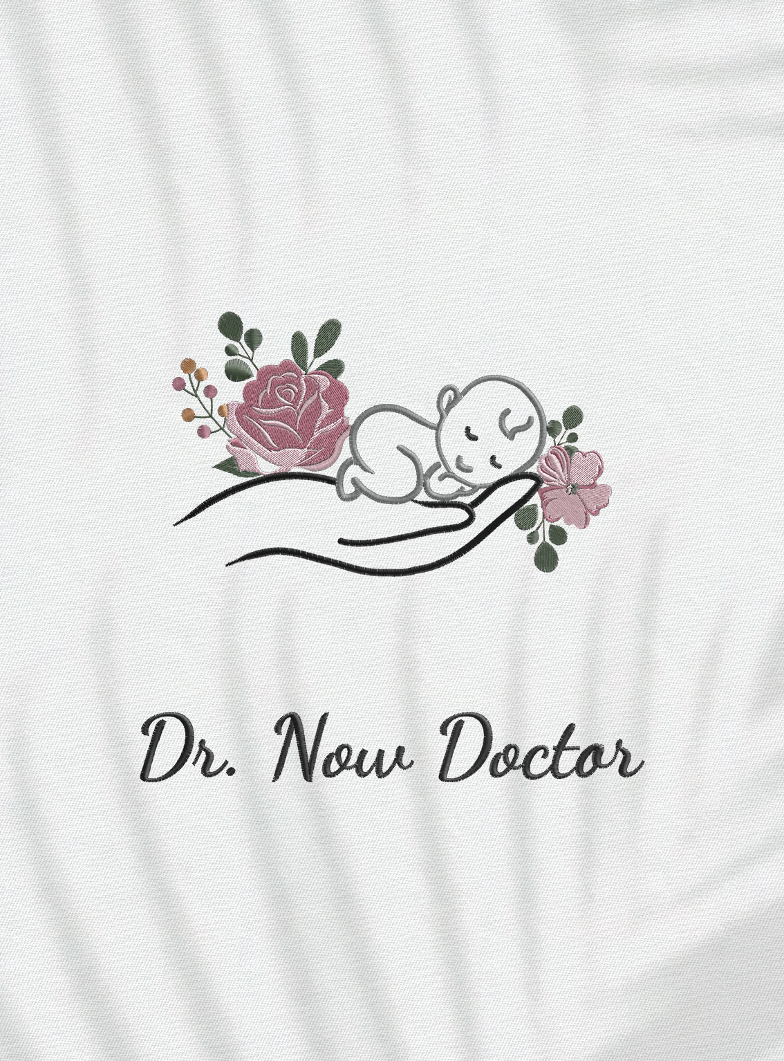 Halat medical brodat - Baby flowers