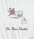 Halat medical brodat - Baby flowers & bunny
