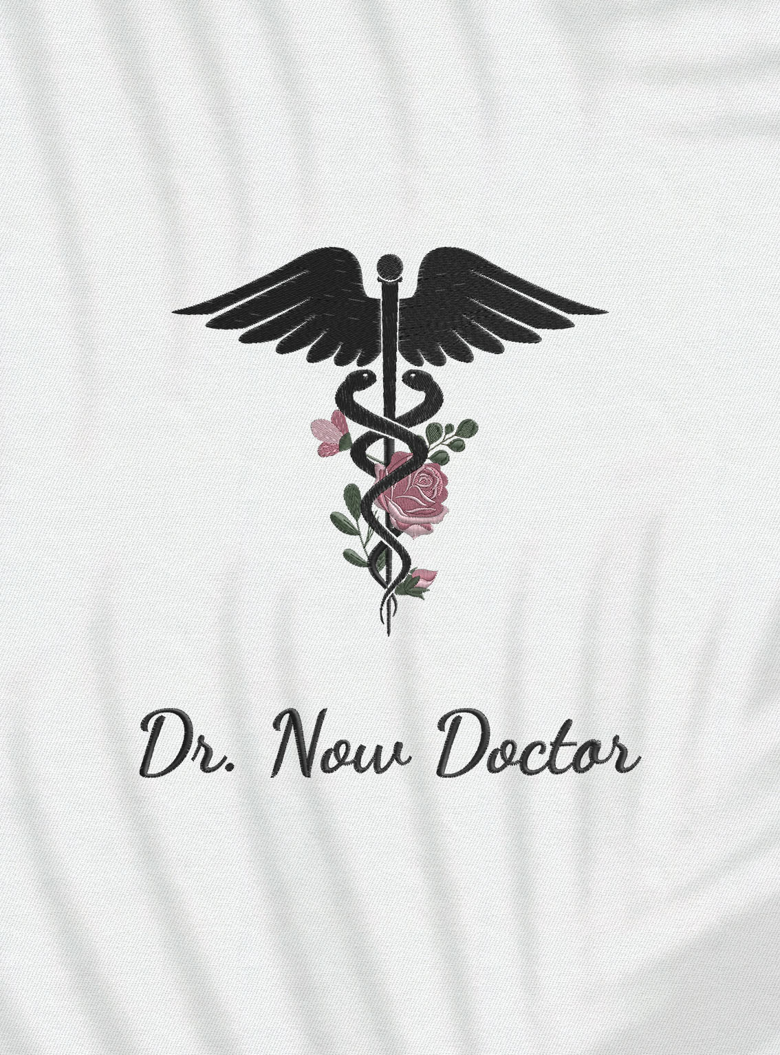 Halat medical brodat - Caduceu - Greenery