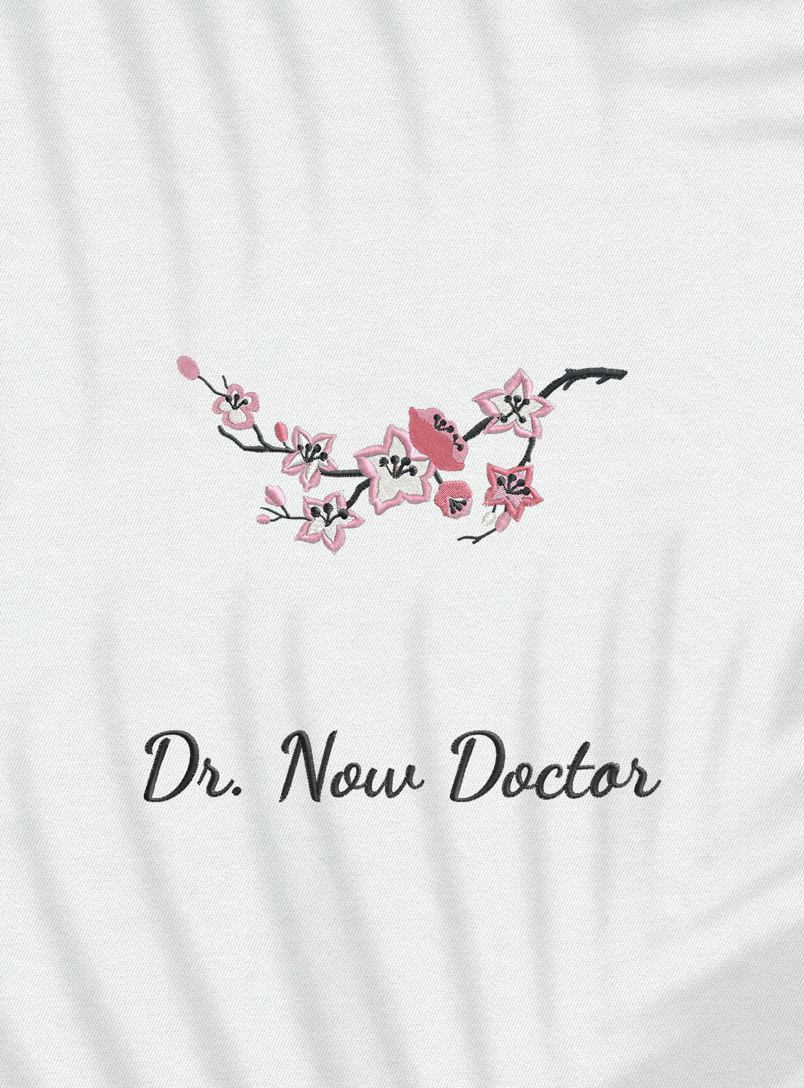 Halat medical brodat - Cherry blossoms