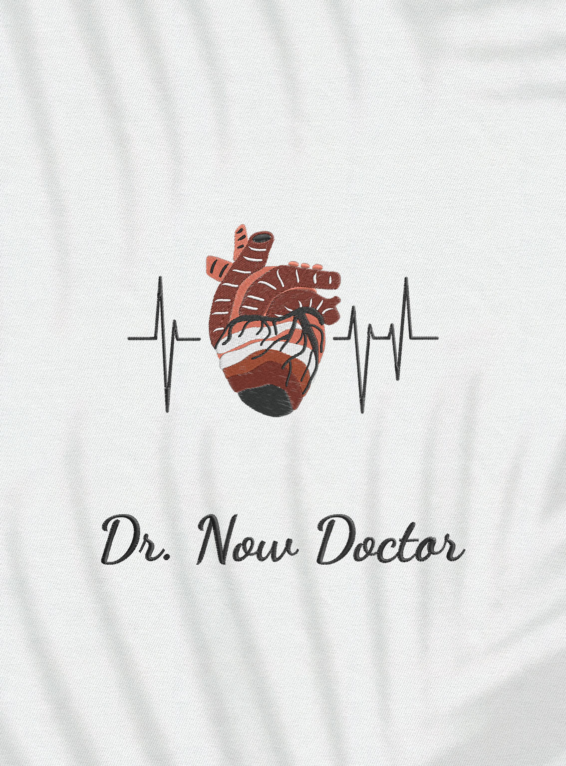 Halat medical brodat - Heart gradient & EKG