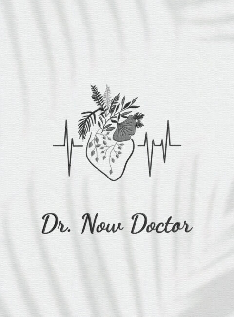 Halat medical brodat - Heart greenery & EKG