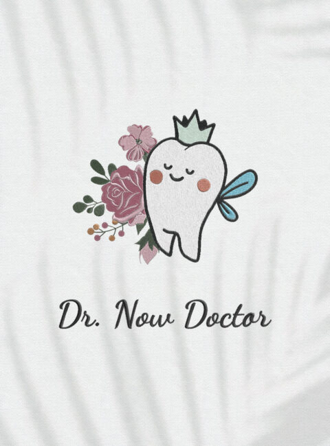 Halat medical brodat - Tooth Fairy & Flowers