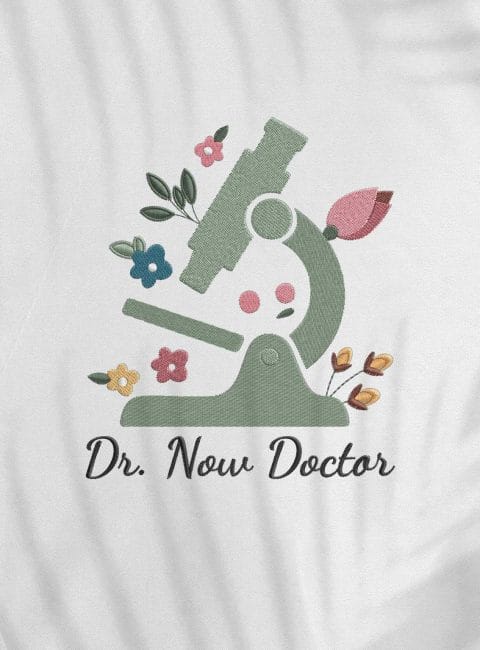 Halat medical brodat - Microscope - Pastel spring
