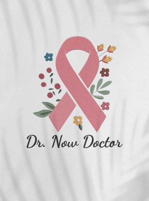 Halat medical brodat - Oncology - Pastel spring